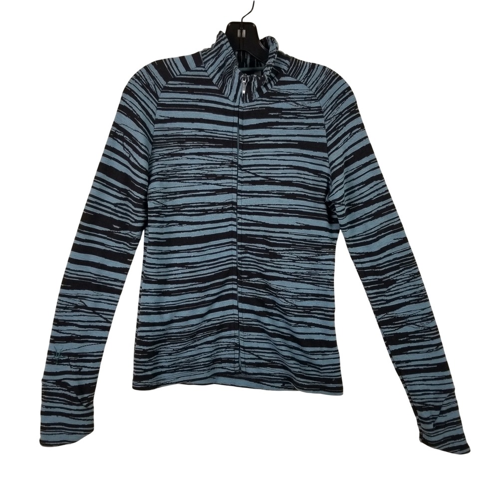 Ibex Quarter Zip Pullover Womens Small Blue Black Stripe Merino Wool USA Made
